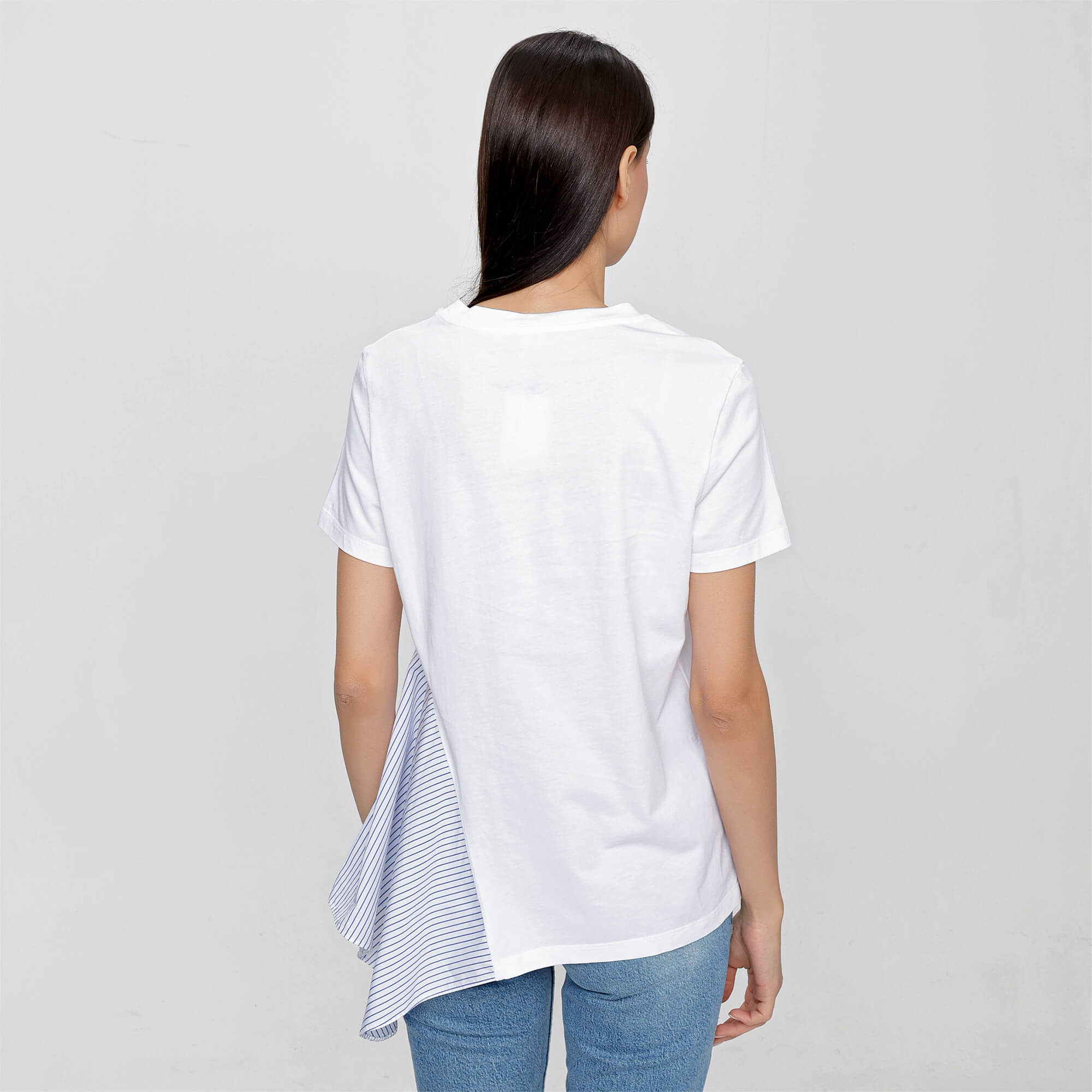 Stella Mccartney - White Cotton Striped Poplin Tshirt